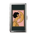 Gilded Hour — Ward Tin metal cardholder wallet with an art deco moon kiss in gold and shadow