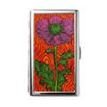 Scarlet Poppy — Ward Tin metal cardholder wallet with a red bloom in faded botanical ink