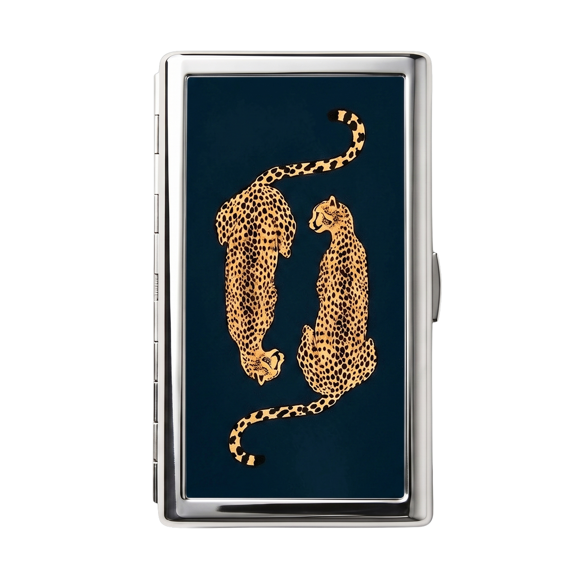 Velvet Leopard — Ward Tin metal cardholder wallet with a prowling vintage leopard